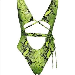 Super Sexy Neon Green Snakeskin Swimsuit